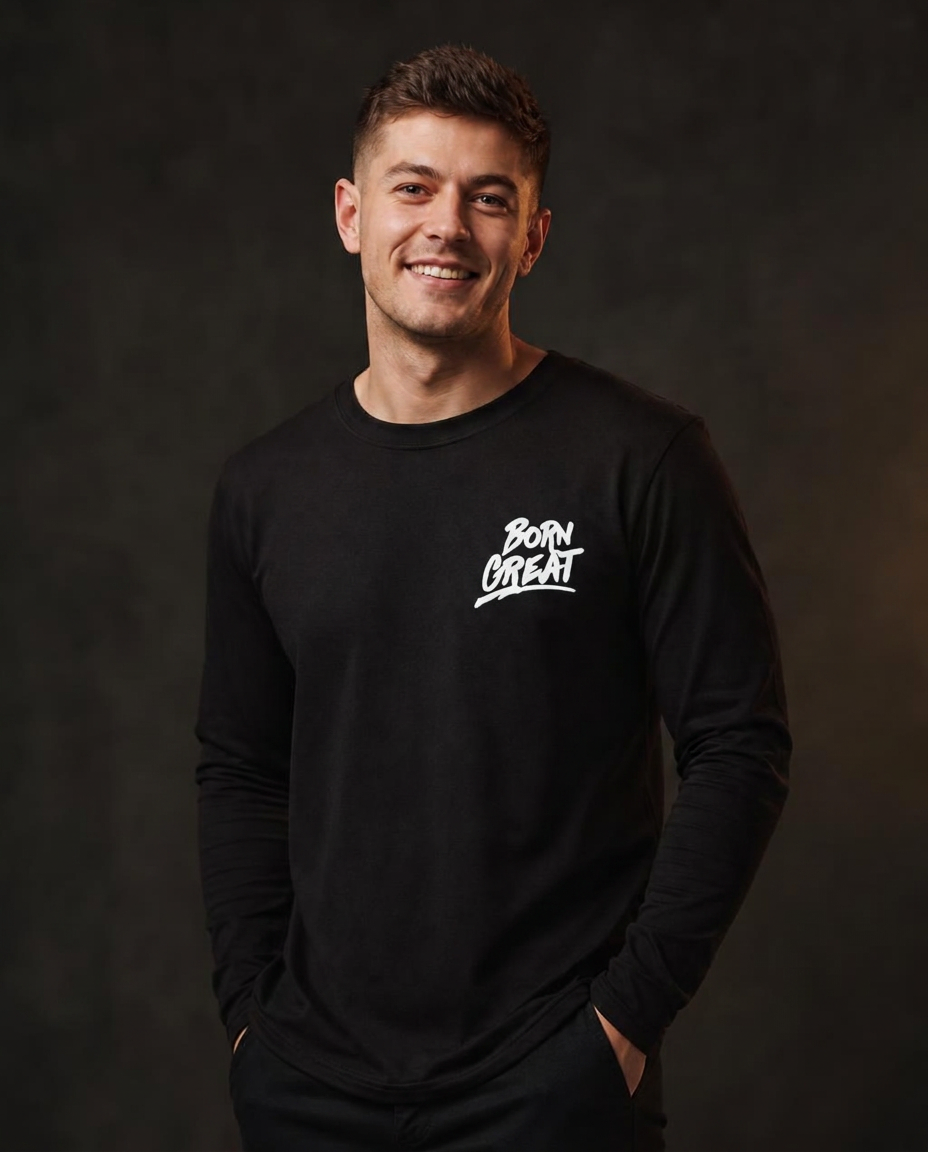 Young South African man in a Born Great long-sleeve