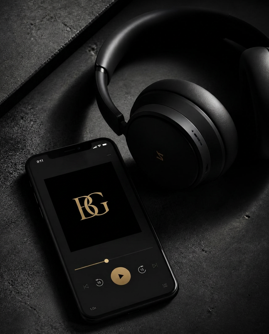 Born Great audiobook playing on headphones
